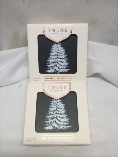 Qty 2 Slate Coaster Set of 4 Assorted Designs