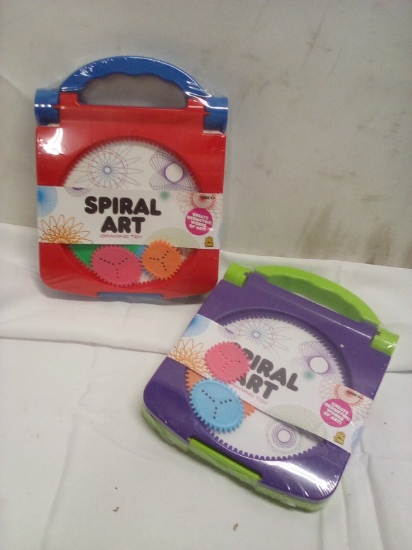 Pair of Assorted Color Geometric Teaching Spiral Drawing Toys for Ages 3+