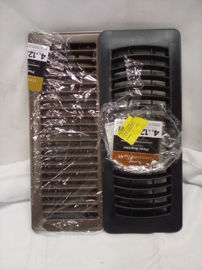 Qty 2 Floor Register Brown metal /Black plastic  4” x 12”