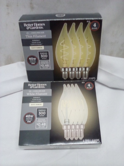 Qty 2 Thin Filament soft White B10 Lamp 4 ct Bulbs