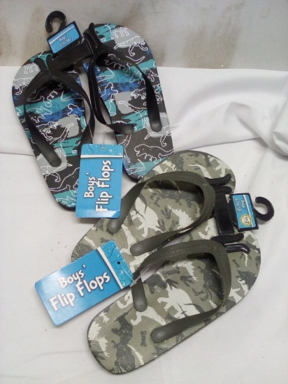 2 Pairs of Boys Size 11/12 Decorative Flip-Flops