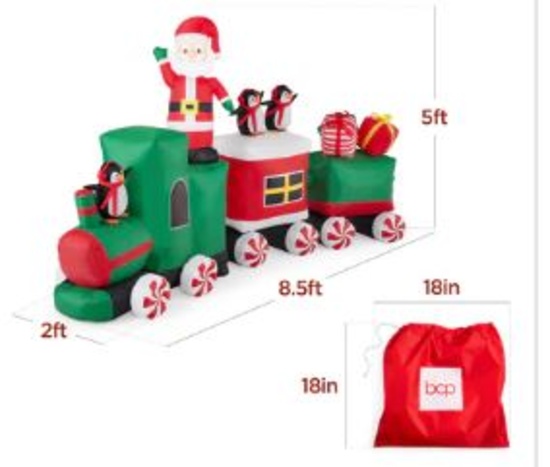 Pre-lit Inflatable Christmas Train & Animated Santa Claus – 8.5ft MSRP $199.99