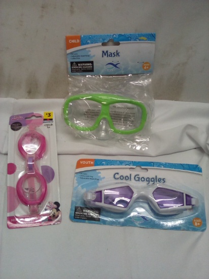 Lot of 3 Assorted Swimming Eyeware