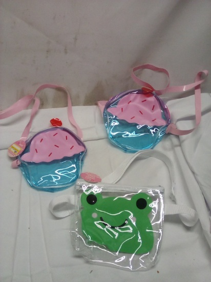 Lot of 3 Assorted Design Decorative See-Through Carry Bags