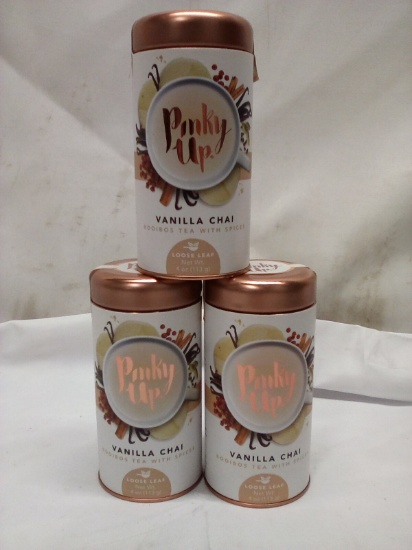 Qty 3 Pinky Up Vanilla Chai Rooibos Tea with Spices Loose Leaf 4oz