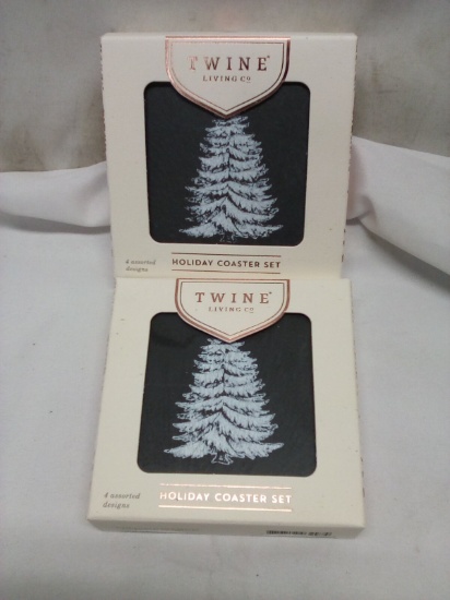 Qty 2 Slate Coaster Set of 4 Assorted Designs