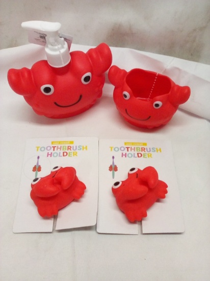 Qty 2 Crab Toothbrush Holders/ Crab Soap dispenser/ Crab Cup