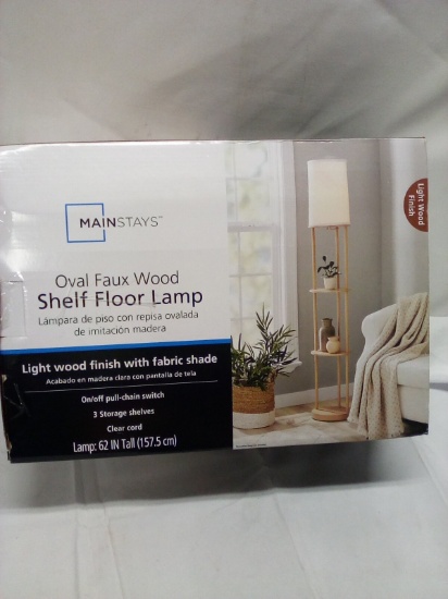 Mainstays Oval Faux Wood Shelf floor lamp