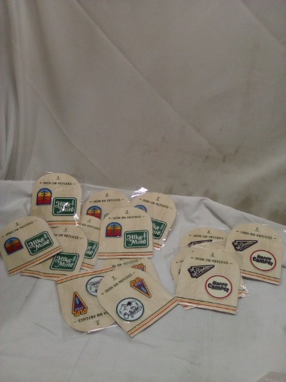Iron on patches, qty 15, 3 different design sets