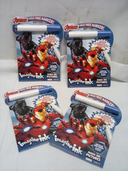 Lot of 4 MARVEL Avengers Imagine Ink Magic Picture Books w/ Markers