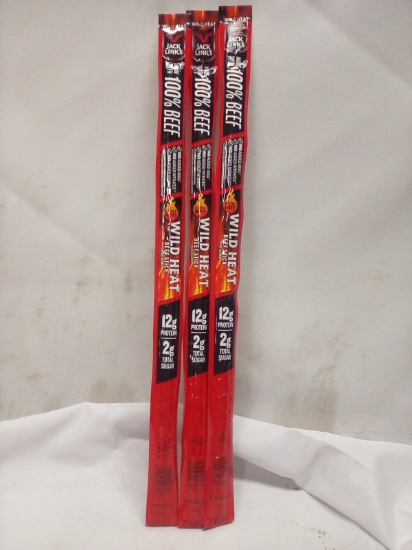 Lot of 3 Jack Links 100% Beef Snack Sticks- Wild Heat