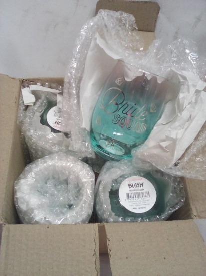 Full Case of 4 BLUSH Brand “Bride Squad” Stemless Wine Glass