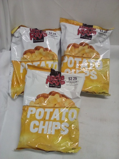 Lot of 3 Uncle Rays 3oz Original Potato Chip Snack Bags