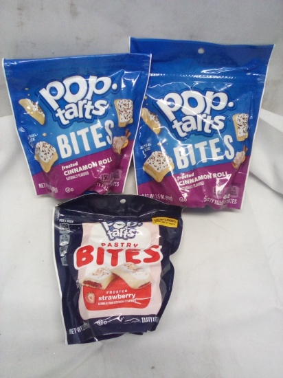 Qty 3 Pop Tart Bites 3.5oz Cinnamon Roll/ Strawberry