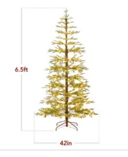 Pre-Lit Sparse Christmas Tree w/ 2-in-1 LED Lights, Cordless Connection 6.5 Foot