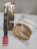 3Pc Cosmetic Lot- 1 Pack Dual End Q-Tips, 1 Black Mascara, 1 Pink Nail Polish
