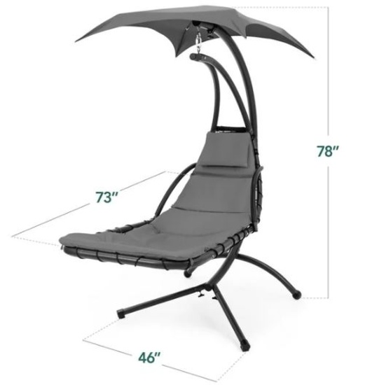 Hanging LED-Lit Curved Chaise Lounge Chair- MSRP $434.21