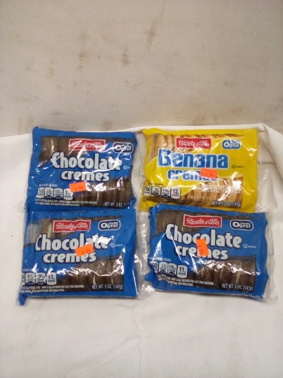 Qty 3 Chocolate Creme Cookie 5oz/ Qty 1 Banana Creme Cookies 5oz