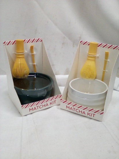 Pair of Matcha Kits- (1) White Bowl Set, (1) Green Bowl Set