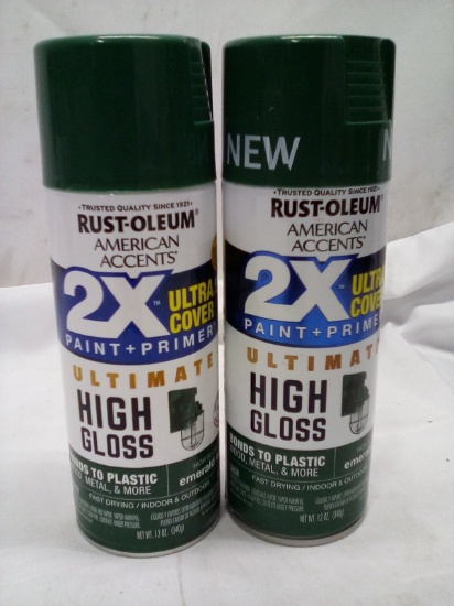 Qty 2 Rustoleum  Paint + Primer High Gloss Emerald Isle