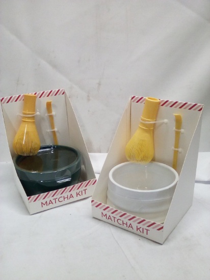 Pair of Matcha Kits- (1) White Bowl Set, (1) Green Bowl Set
