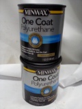 2Pc Minwax 1Qt One Coat Polyurethane Lot- (2) Clear Satin