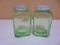 Vintage Set of Green Glass Salt & Pepper Shakers
