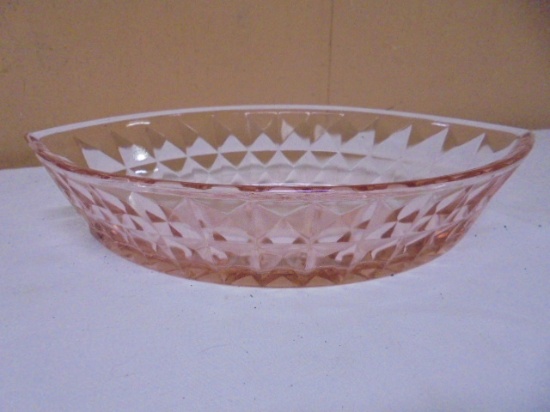 Vintage Jeanette Windsor Diamond Pink Depression Glass Boat Bowl