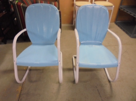 Vintage Steel Outdoor Rocker & Matching Chair