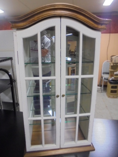 Small Solid Wood Glass Front Curio w/ Glass Shelves