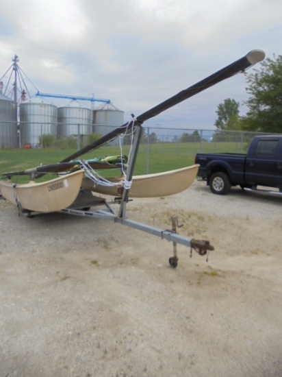 16ft Hobie Cat w/ Jib & Highlander Galvinized Trailer