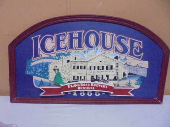 Ice House Wooden Bar Beer Advertisement