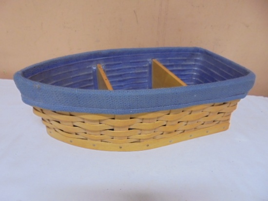 2002 Longaberger Row Your Boat Basket w/ Liner-Protector-Dividers