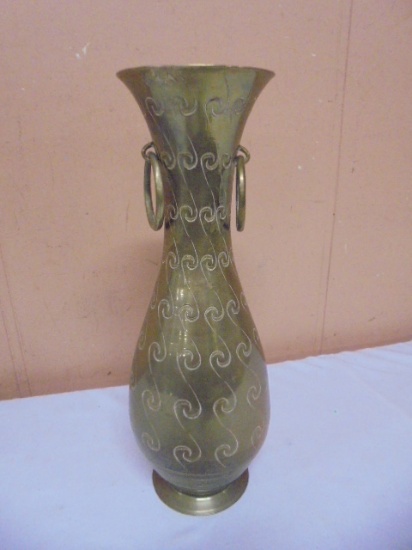 Beautiful Vintage Etched Brass Vase