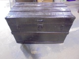Antique Wood Slat Trunk on Casters