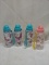 Lot of 4 Assorted Kids 16.9FlOz Flip Straw Water Bottles w/ Wrist Band