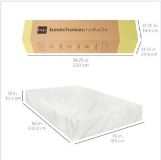 King 12” Med. Firm Green Tea&Charcoal Gel Memory Mattress- MSRP $749.99