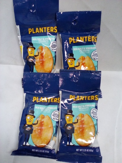 Qty 4 Planters Sea Salt & Vinegar Peanuts 2.25oz