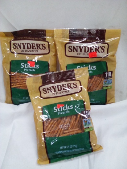 Qty 3 Snyder’s Pretzel Sticks 3.5oz