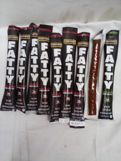 Qty 9 Fatty Smoked Meat Stick 2oz- Qty 8 Honey BBQ/ Qty 1 Jalapeno