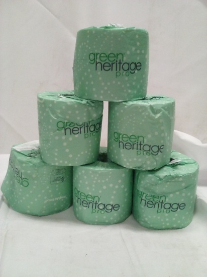 Qty 6 Green Heritage Pro Individually Wrapped Toilet Paper
