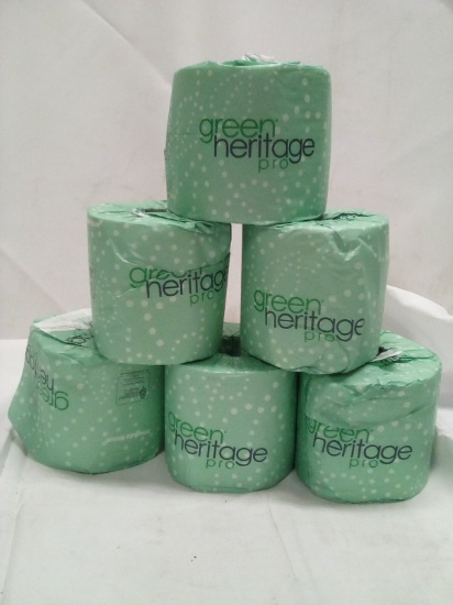 Qty 6 Green Heritage Pro Individually Wrapped Toilet Paper