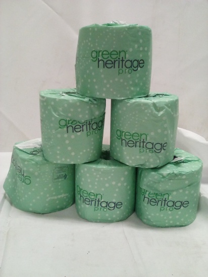 Qty 6 Green Heritage Pro Individually Wrapped Toilet Paper