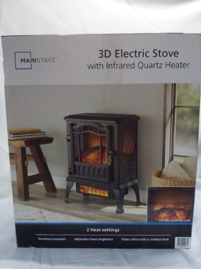3D Electric Stove with Infared Quartz Heater 2 Heat Settings