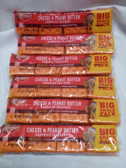 Qty 6 Keebler Cheese & Peanut Butter Sandwich Crackers Big Snack Pack