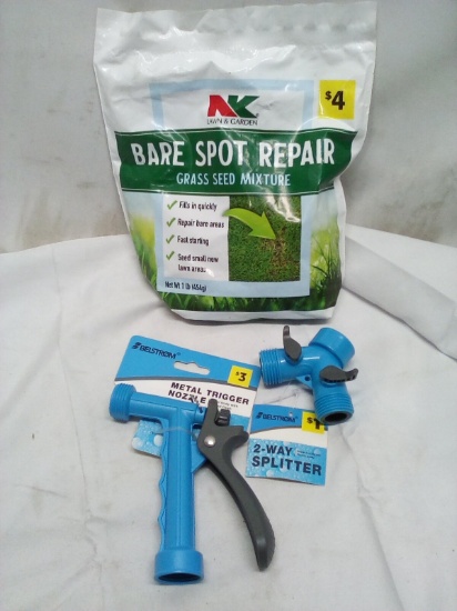 Bare Spot Repair Grass Seed Mix/ Metal Trigger Nozzle/ 2 Way Splitter