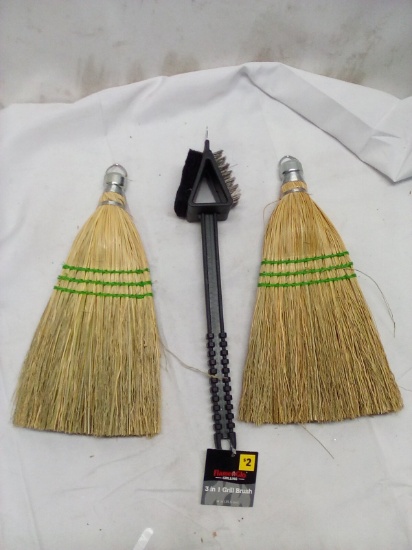 Qty 2 Hand Brooms/ Grill Brush