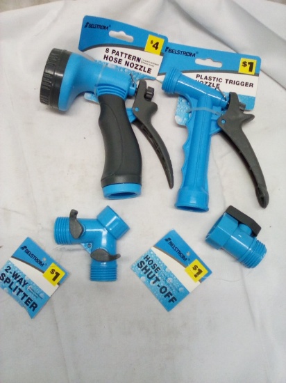 8 Pattern Hose Nozzle/ Plastic Trigger Nozzle/ 2 Way Splitter/ Hose Shut Off