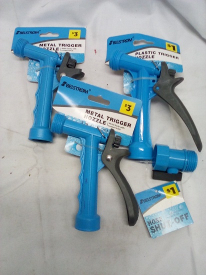 Qty 2 Metal Trigger Nozzle/ Qty 1 Plastic Trigger Nozzle/ Qty 1 Hose Shut Off