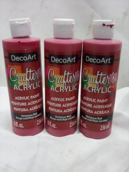 Qty 3 Crafter’s Acrylic Paint 236ml- Christmas Red